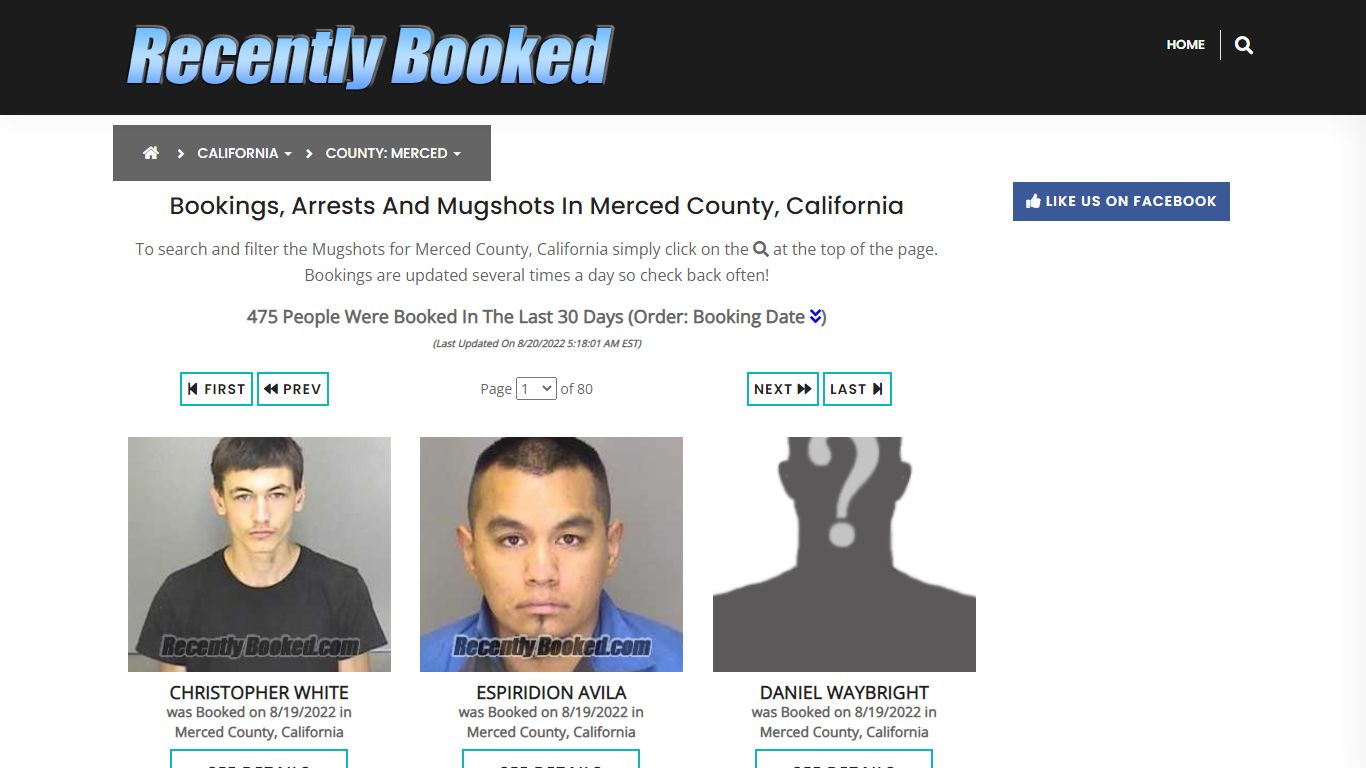 Bookings, Arrests and Mugshots in Merced County, California