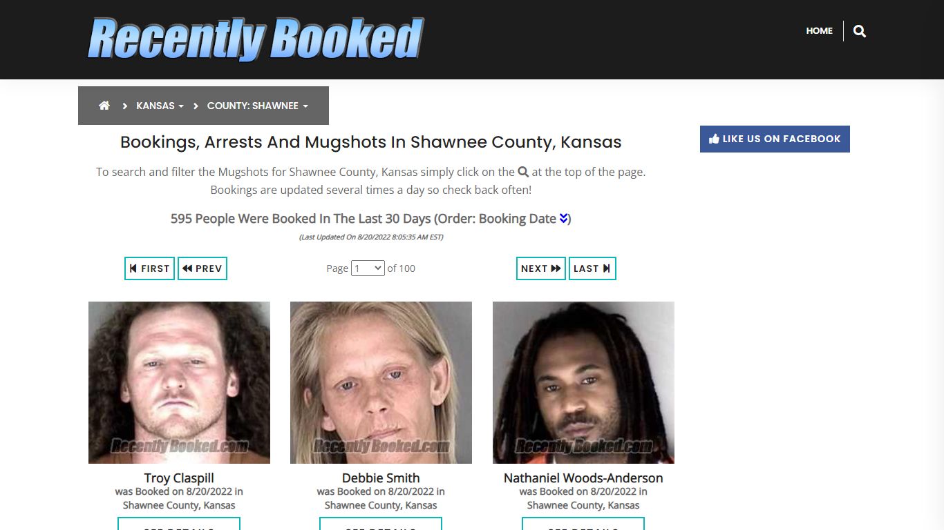 Bookings, Arrests and Mugshots in Shawnee County, Kansas